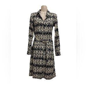 Theory Black and Cream Long Sleeve Shirt Dress